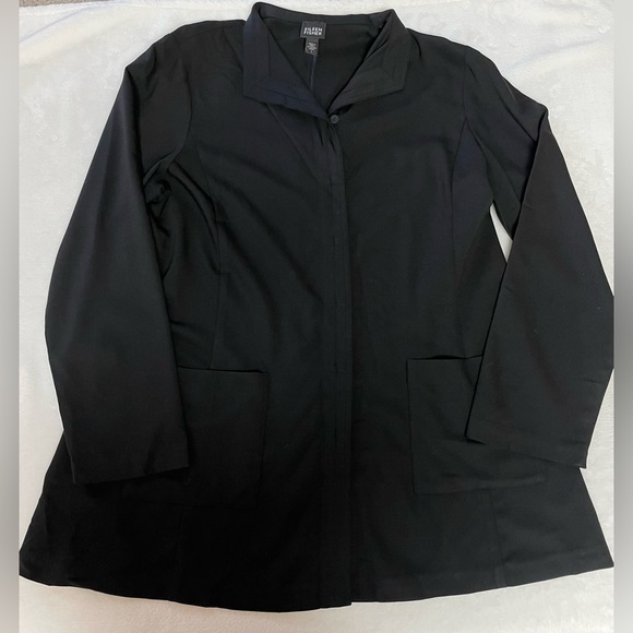 Eileen Fisher Black Wool Blend Smock Tunic - Picture 6 of 14